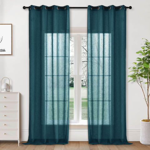 B01 Linen Textured Airy Sheer Curtain Grommet - Cololeaf -- #30 Light Grey