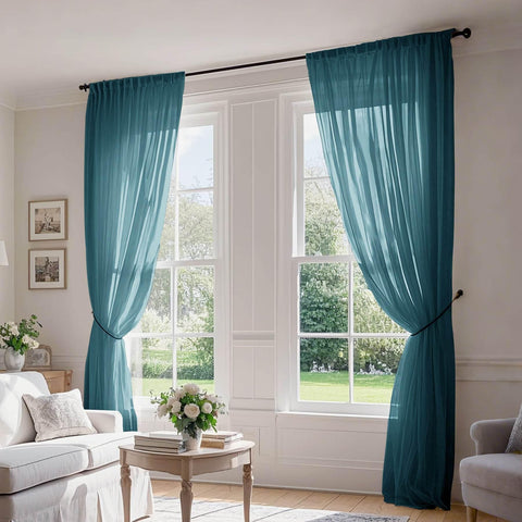 B01 Linen Textured Airy Sheer Curtain Pinch Pleat - Cololeaf -- #30 Light Grey