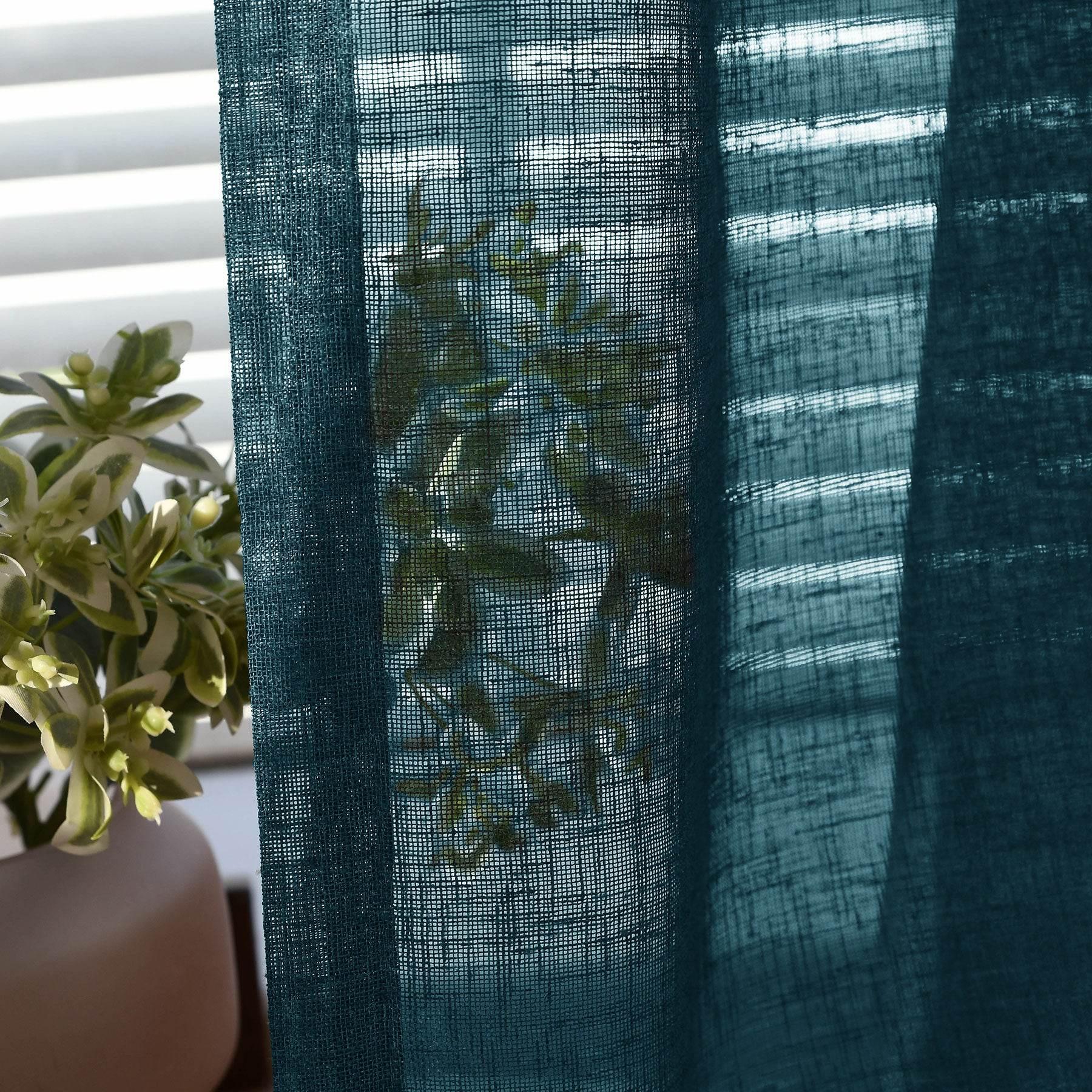 B01 Linen Textured Airy Sheer Curtain Grommet - Cololeaf -- #30 Light Grey