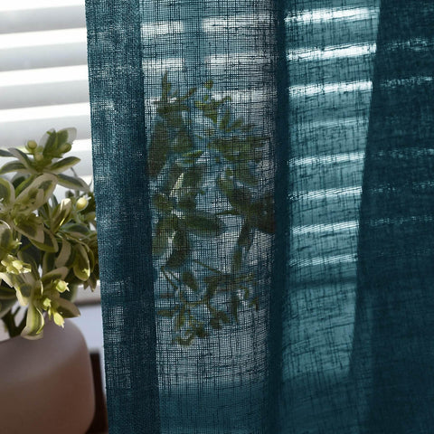 B01 Linen Textured Airy Sheer Curtain Pinch Pleat - Cololeaf -- #30 Light Grey