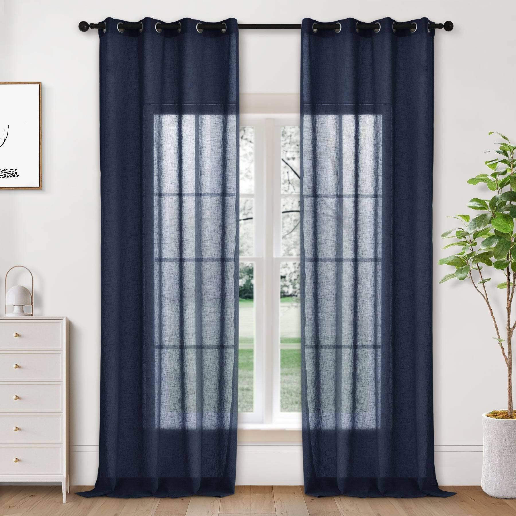B01 Linen Textured Airy Sheer Curtain Grommet - Cololeaf -- #30 Light Grey