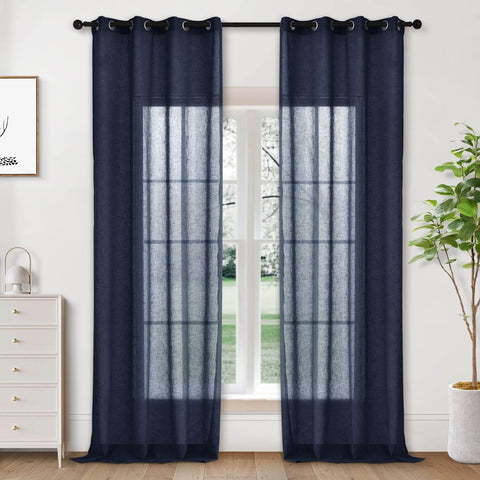 B01 Linen Textured Airy Sheer Curtain Grommet - Cololeaf -- #30 Light Grey