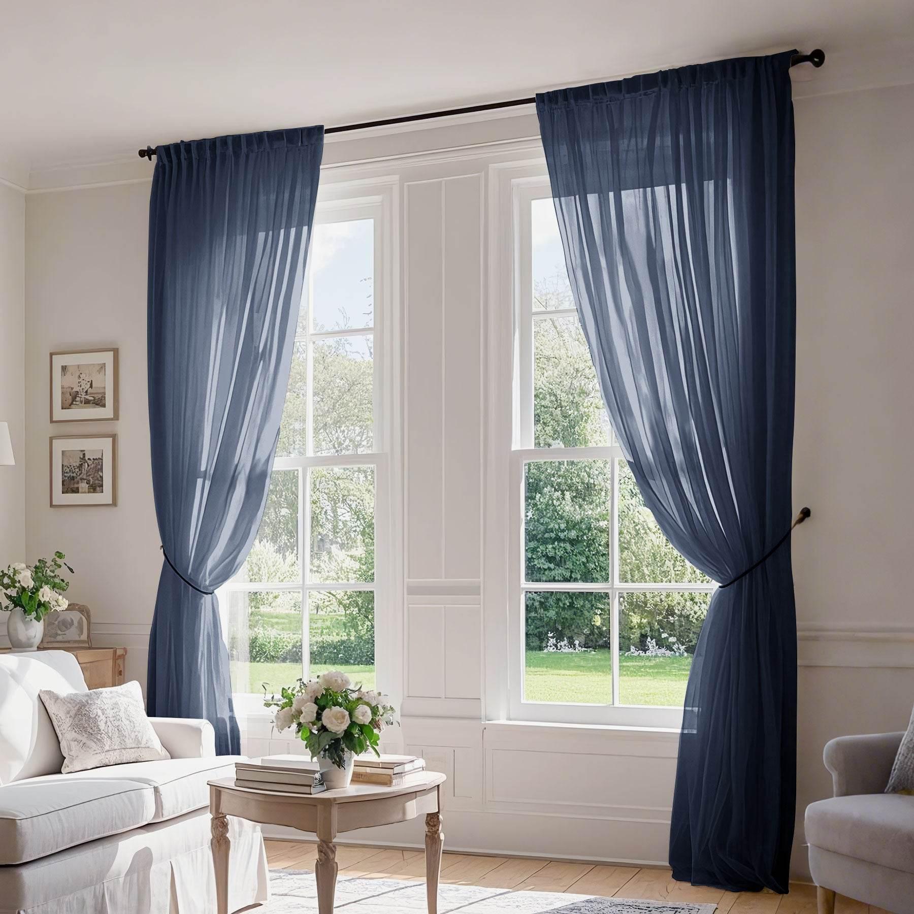 B01 Linen Textured Airy Sheer Curtain Pinch Pleat - Cololeaf -- #30 Light Grey