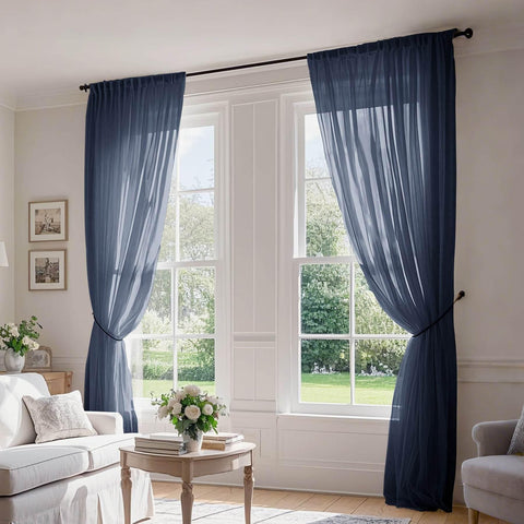 B01 Linen Textured Airy Sheer Curtain Pinch Pleat - Cololeaf -- #30 Light Grey