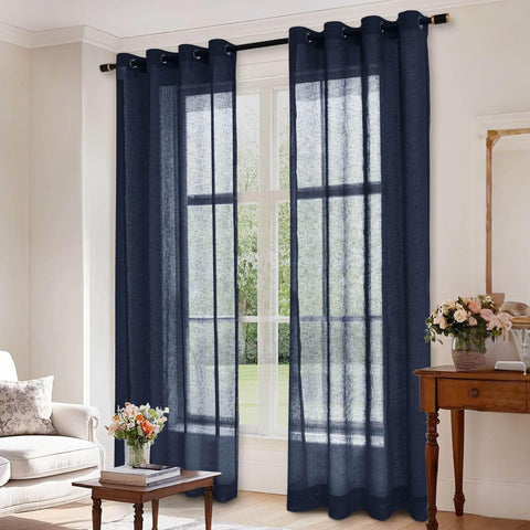 B01 Linen Textured Airy Sheer Curtain Grommet - Cololeaf -- #30 Light Grey