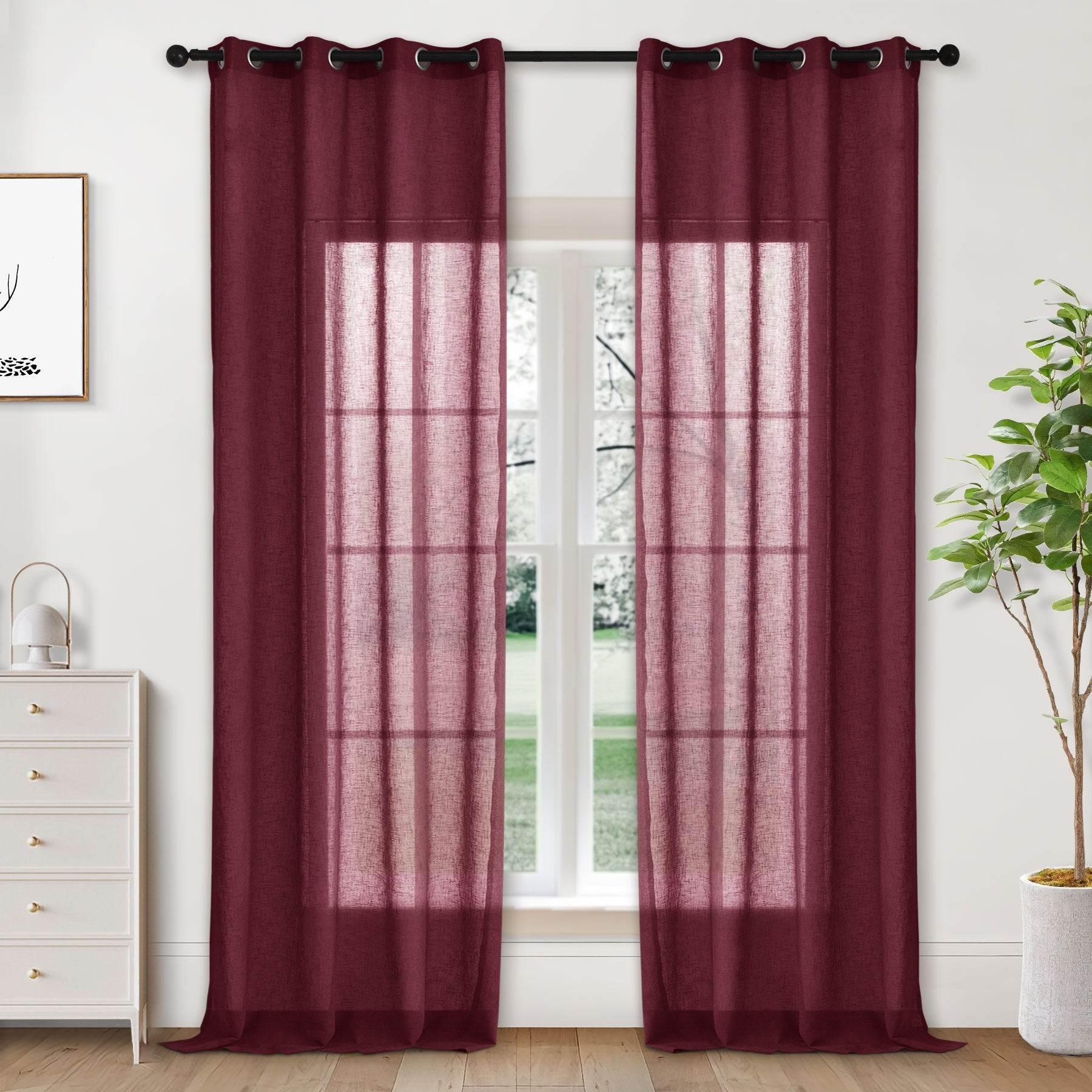 B01 Linen Textured Airy Sheer Curtain Grommet - Cololeaf -- #30 Light Grey