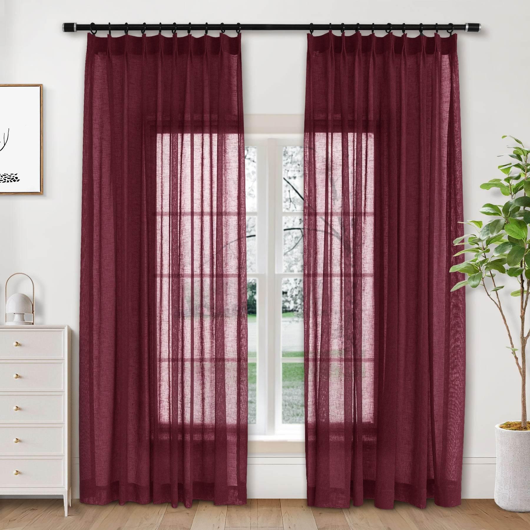 B01 Linen Textured Airy Sheer Curtain Pinch Pleat - Cololeaf -- #30 Light Grey