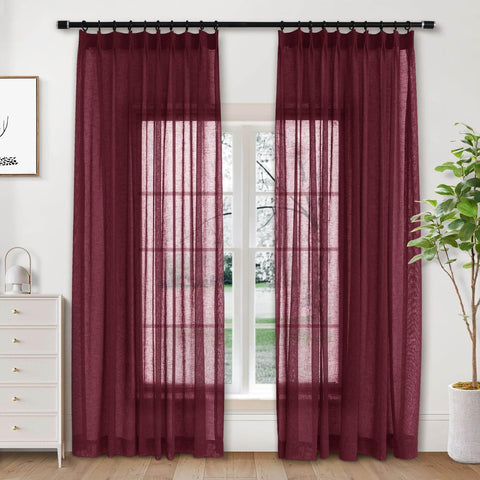 B01 Linen Textured Airy Sheer Curtain Pinch Pleat - Cololeaf -- #30 Light Grey