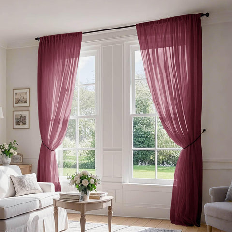B01 Linen Textured Airy Sheer Curtain Pinch Pleat - Cololeaf -- #30 Light Grey