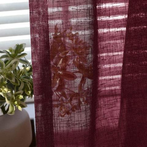 B01 Linen Textured Airy Sheer Curtain Pinch Pleat - Cololeaf -- #30 Light Grey