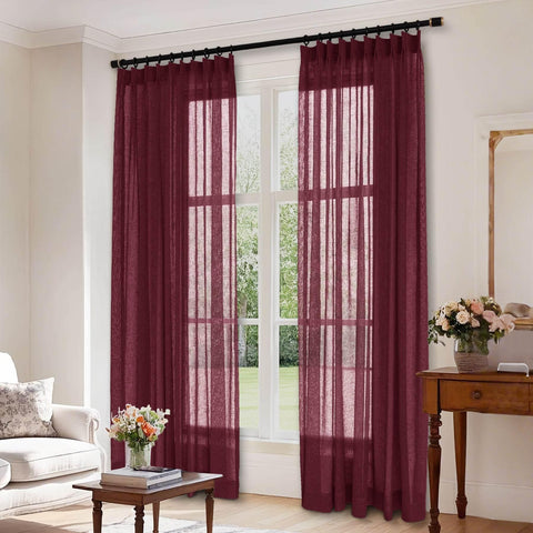 B01 Linen Textured Airy Sheer Curtain Pinch Pleat - Cololeaf -- #30 Light Grey