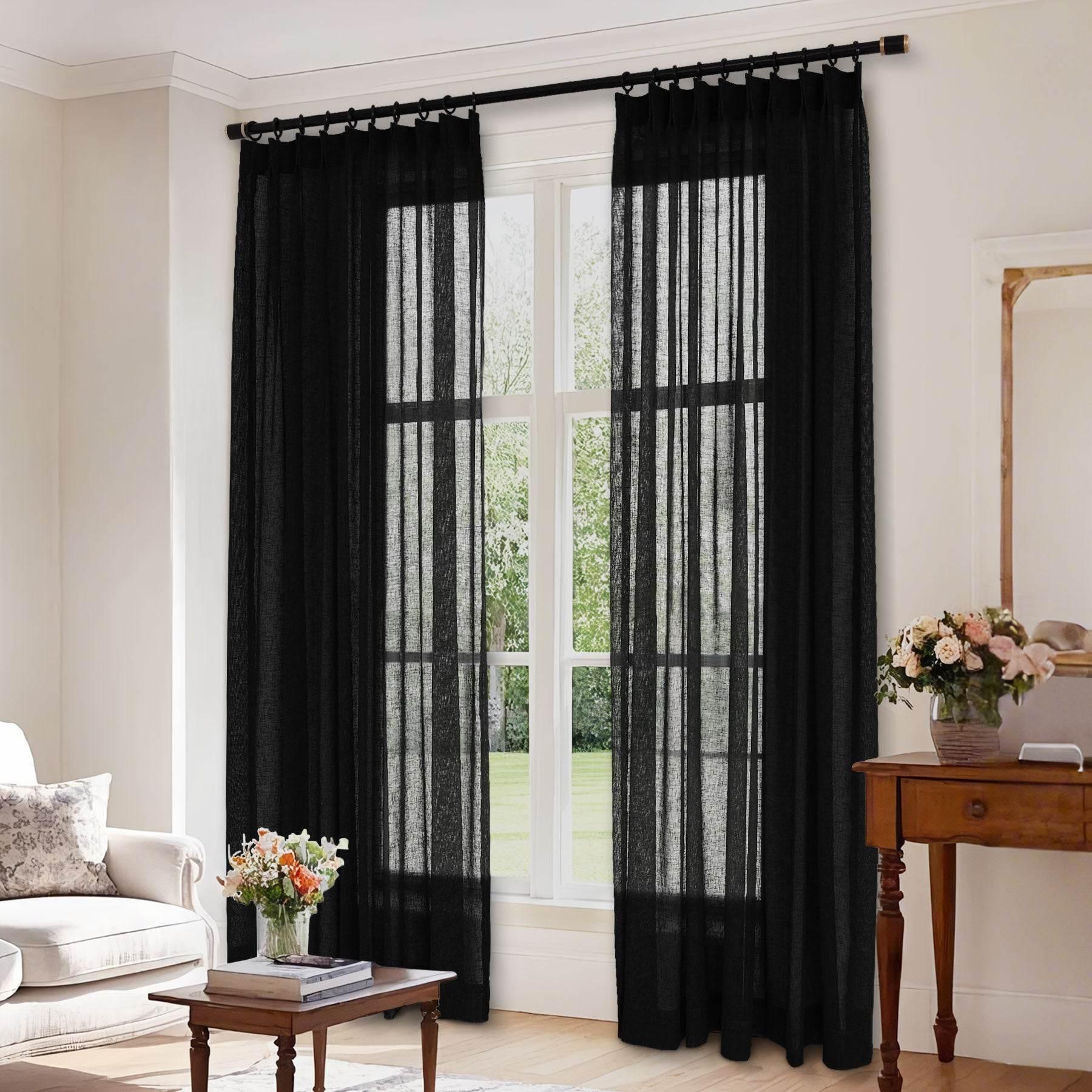 B01 Linen Textured Airy Sheer Curtain Pinch Pleat - Cololeaf -- #30 Light Grey