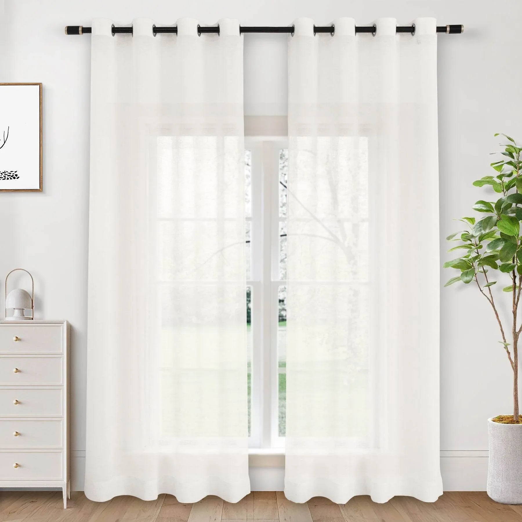 B01 Linen Textured Airy Sheer Curtain Grommet - Cololeaf -- #30 Light Grey
