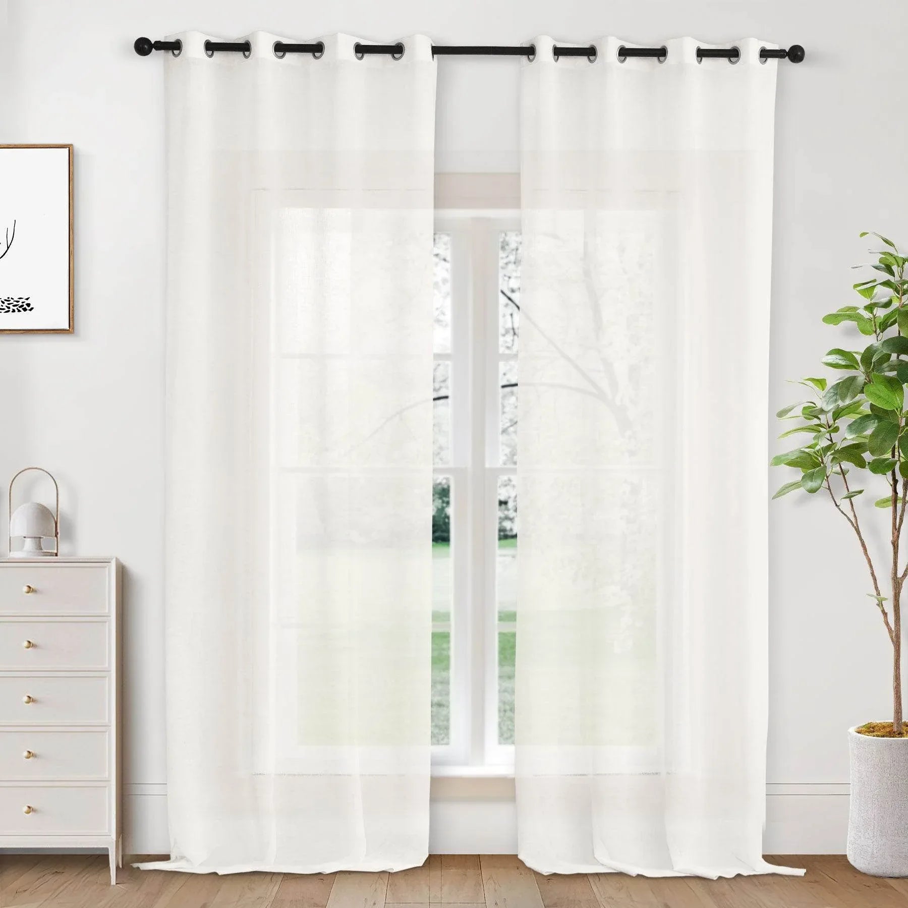 B01 Linen Textured Airy Sheer Curtain Grommet - Cololeaf -- #30 Light Grey