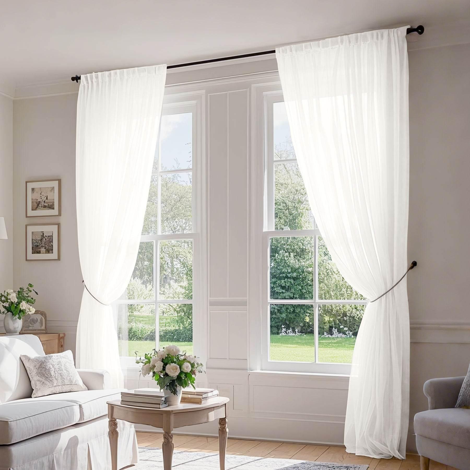 B01 Linen Textured Airy Sheer Curtain Pinch Pleat - Cololeaf -- #30 Light Grey