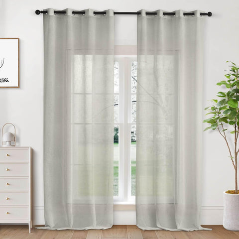 B01 Linen Textured Airy Sheer Curtain Grommet - Cololeaf -- #30 Light Grey
