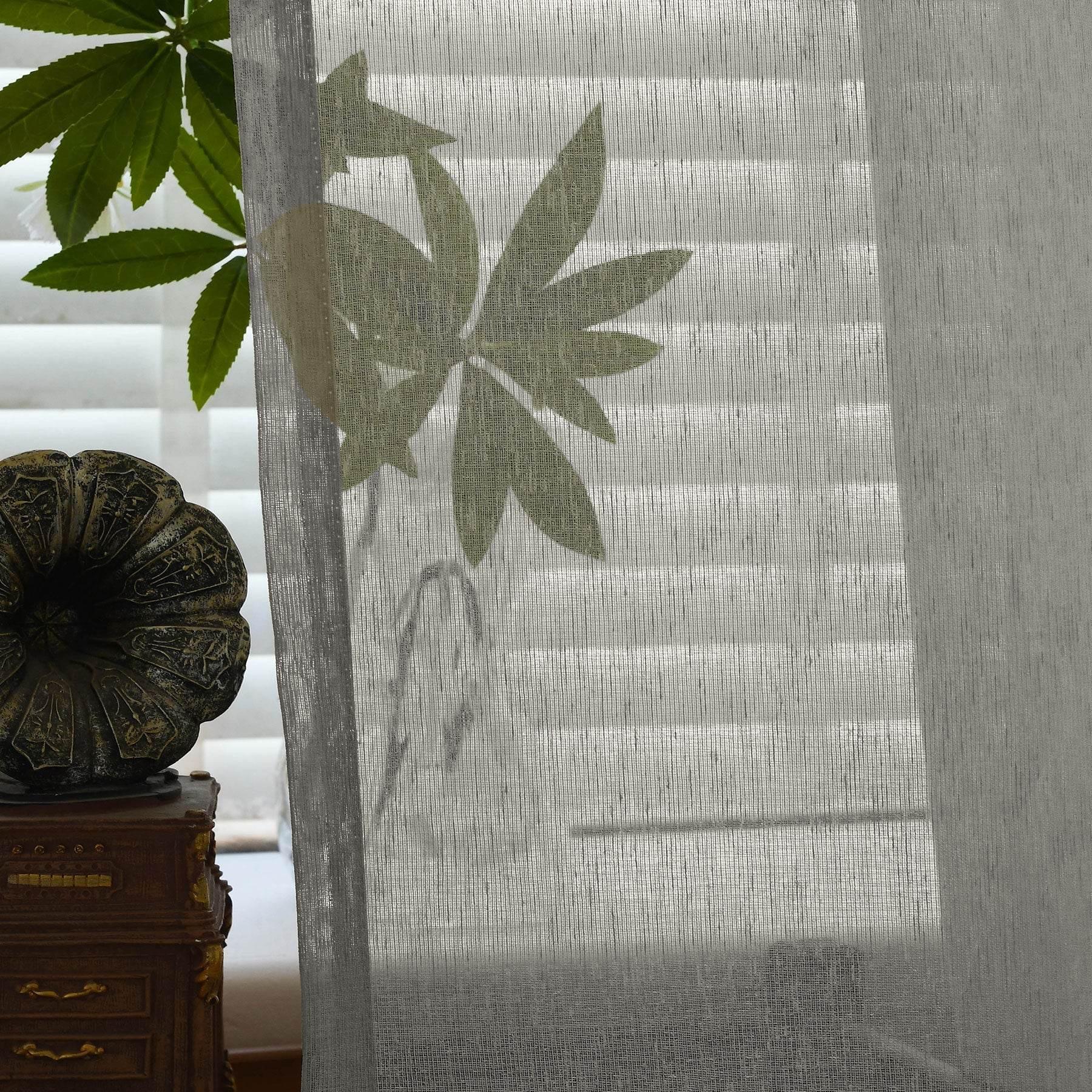B01 Linen Textured Airy Sheer Curtain Pinch Pleat - Cololeaf -- #30 Light Grey