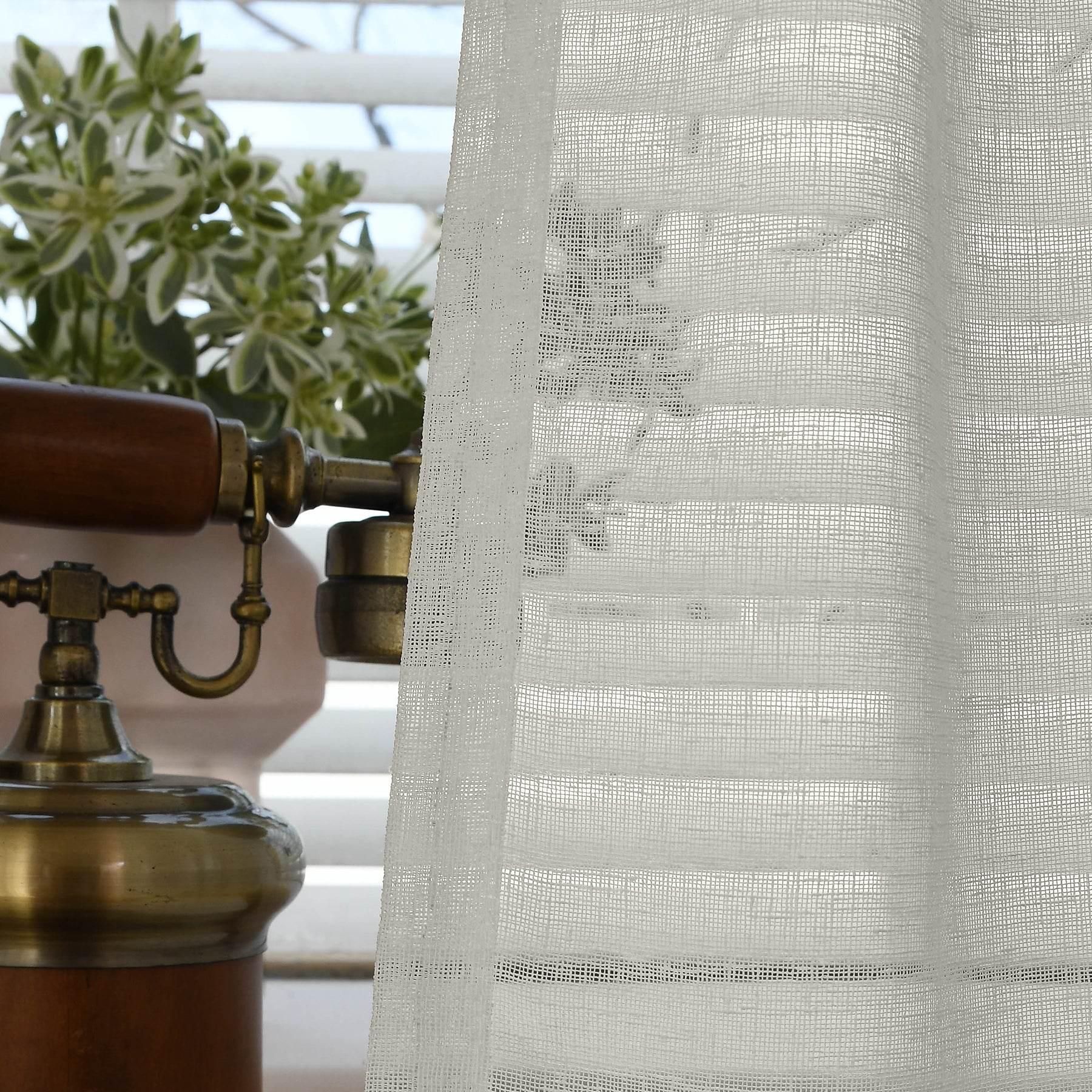 B01 Linen Textured Airy Sheer Curtain Grommet - Cololeaf -- #30 Light Grey