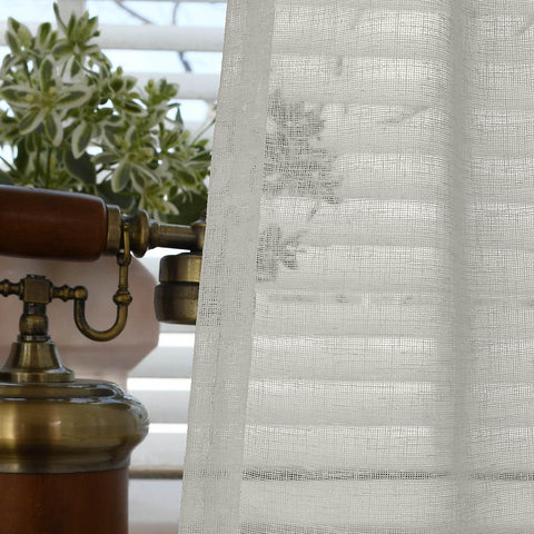 B01 Linen Textured Airy Sheer Curtain Pinch Pleat - Cololeaf -- #30 Light Grey