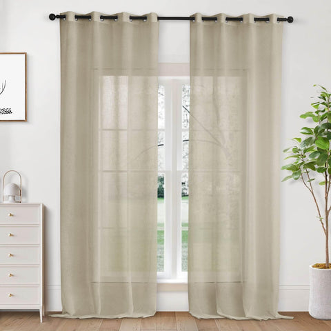 B01 Linen Textured Airy Sheer Curtain Grommet - Cololeaf -- #30 Light Grey
