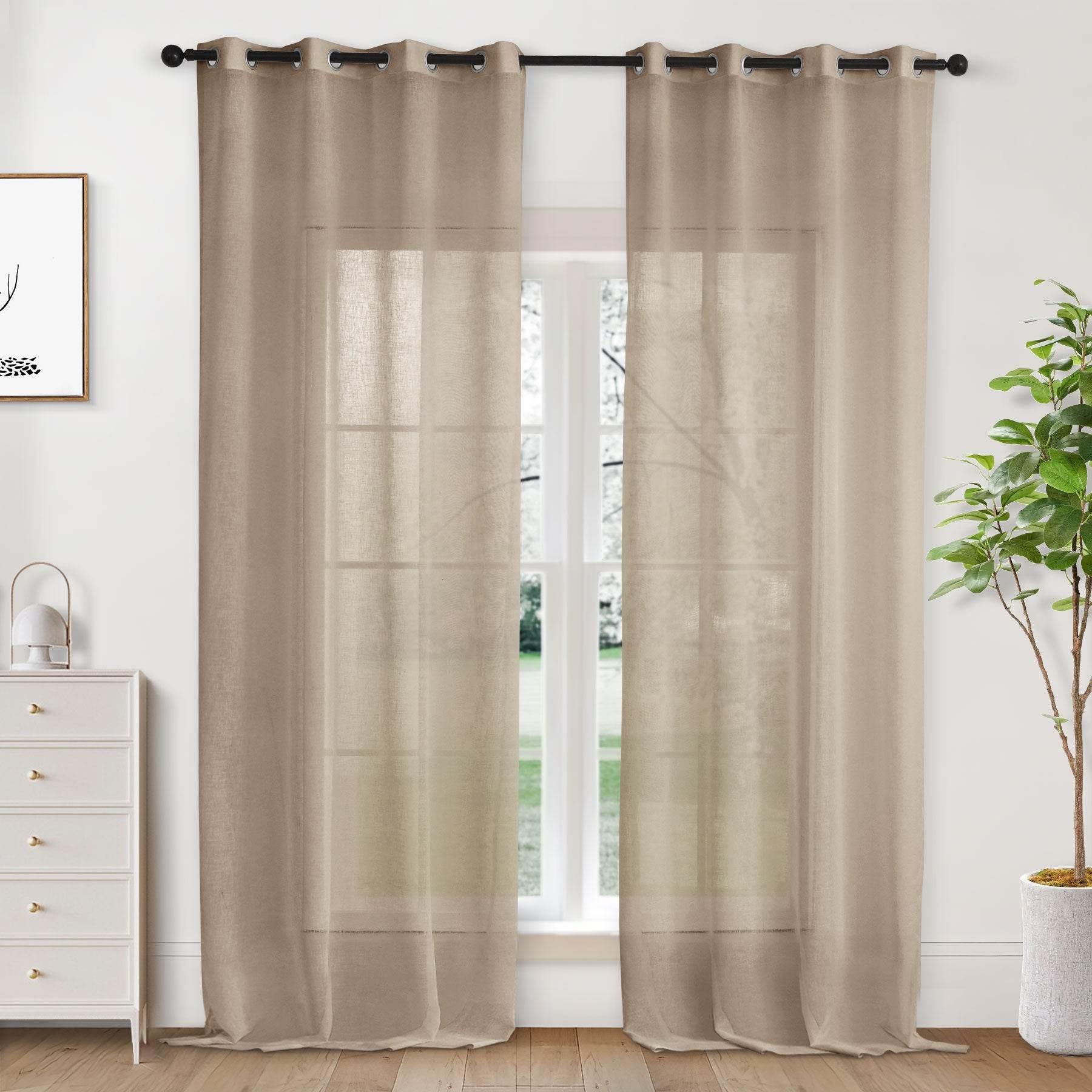 B01 Linen Textured Airy Sheer Curtain Grommet - Cololeaf -- #30 Light Grey
