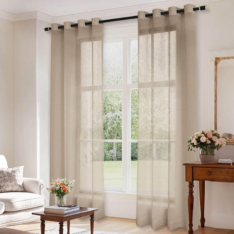 B01 Linen Textured Airy Sheer Curtain Grommet - Cololeaf -- #30 Light Grey