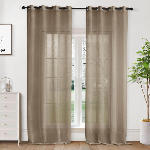 B01 Linen Textured Airy Sheer Curtain Grommet - Cololeaf -- #30 Light Grey