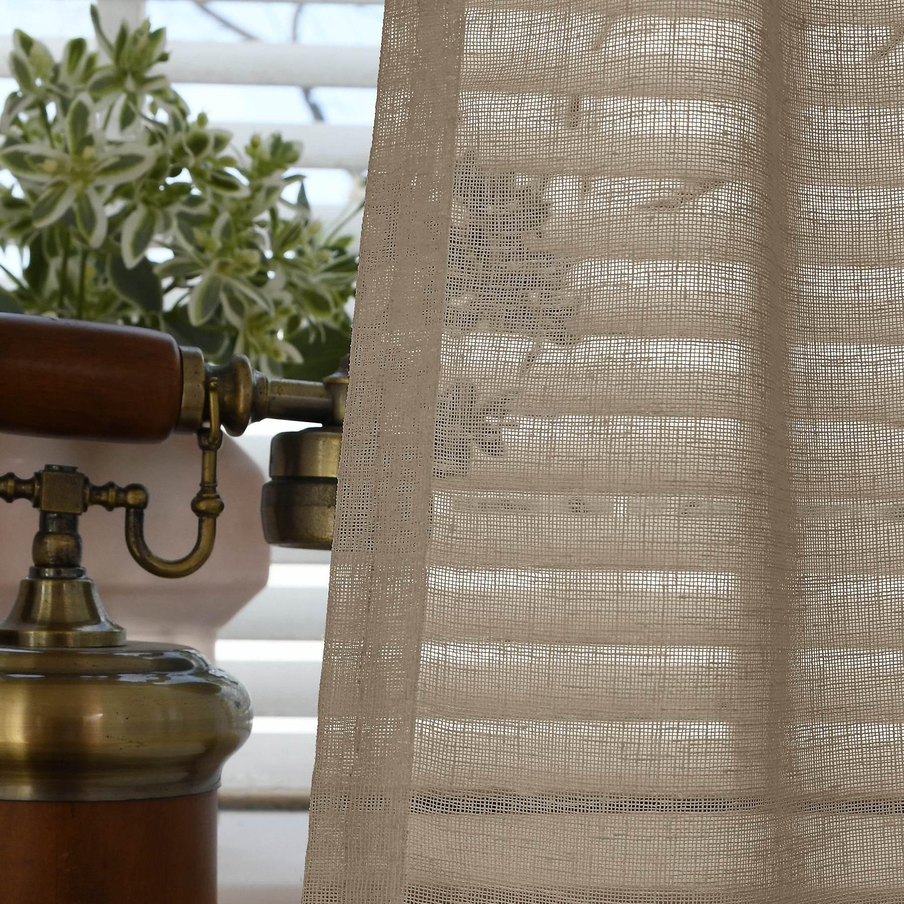 B01 Linen Textured Airy Sheer Curtain Pinch Pleat - Cololeaf -- #30 Light Grey