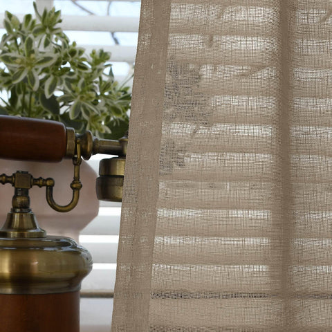 B01 Linen Textured Airy Sheer Curtain Pinch Pleat - Cololeaf -- #30 Light Grey