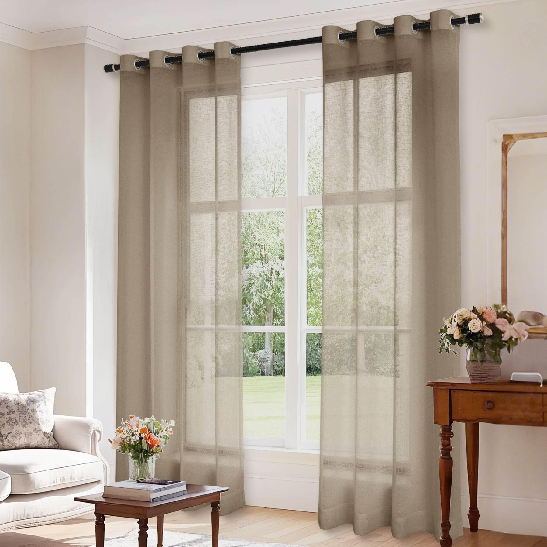 B01 Linen Textured Airy Sheer Curtain Grommet - Cololeaf -- #30 Light Grey