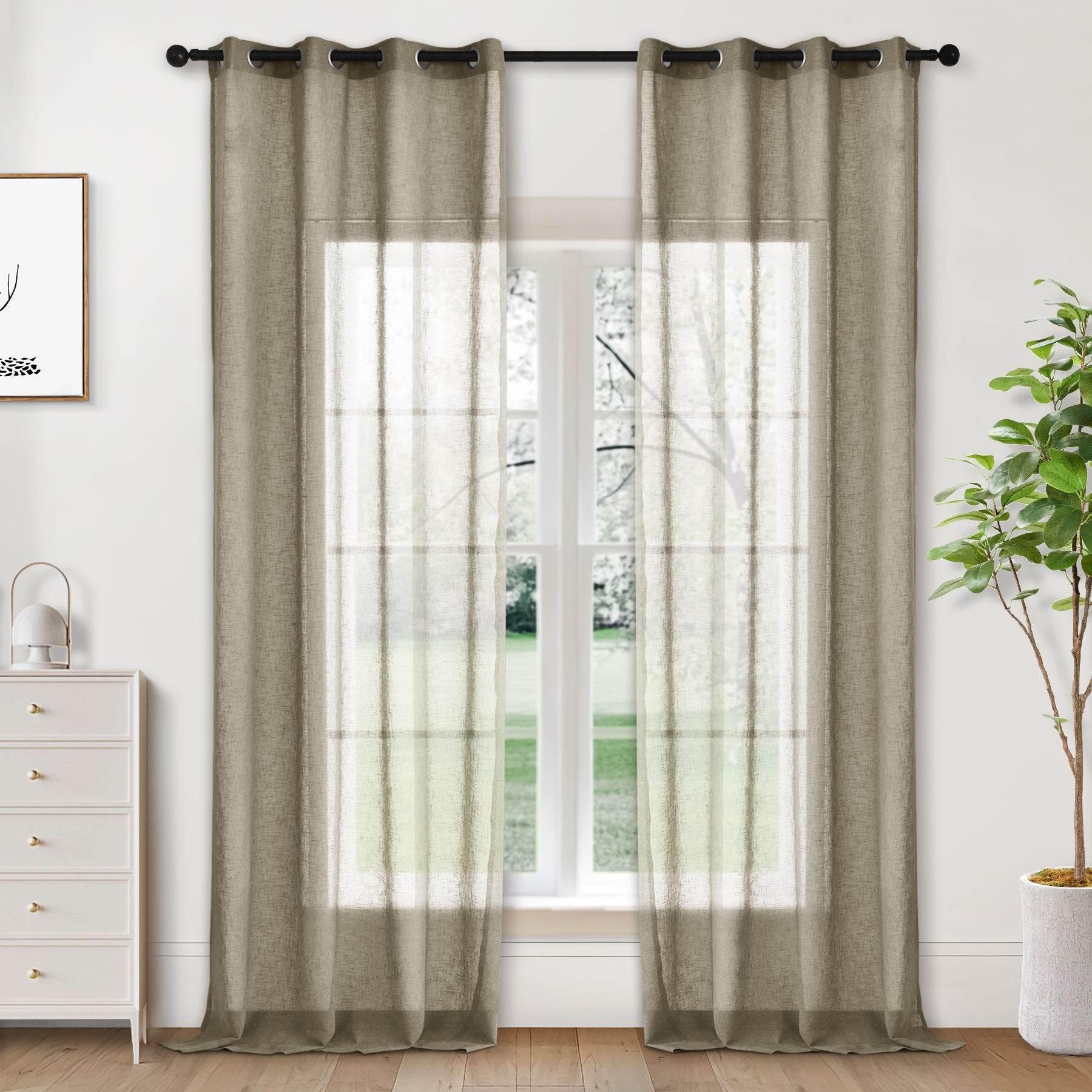 B01 Linen Textured Airy Sheer Curtain Grommet - Cololeaf -- #30 Light Grey