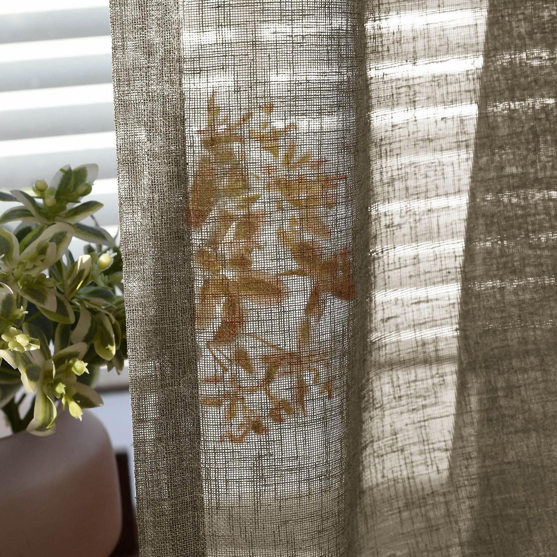 B01 Linen Textured Airy Sheer Curtain Grommet - Cololeaf -- #30 Light Grey