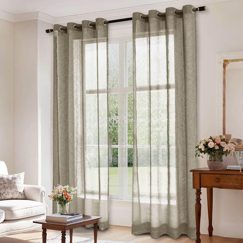 B01 Linen Textured Airy Sheer Curtain Grommet - Cololeaf -- #30 Light Grey
