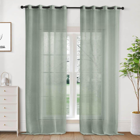 B01 Linen Textured Airy Sheer Curtain Grommet - Cololeaf -- #30 Light Grey