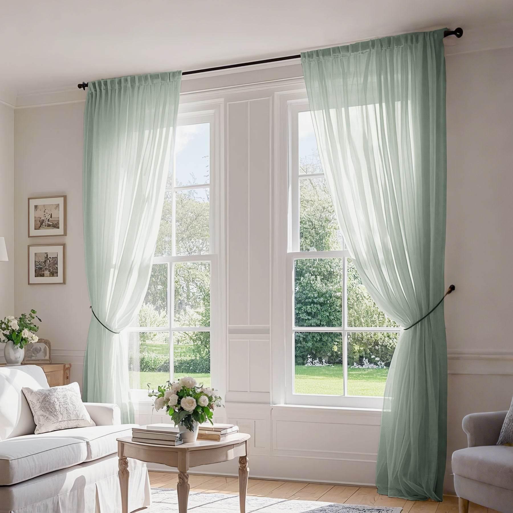 B01 Linen Textured Airy Sheer Curtain Pinch Pleat - Cololeaf -- #30 Light Grey