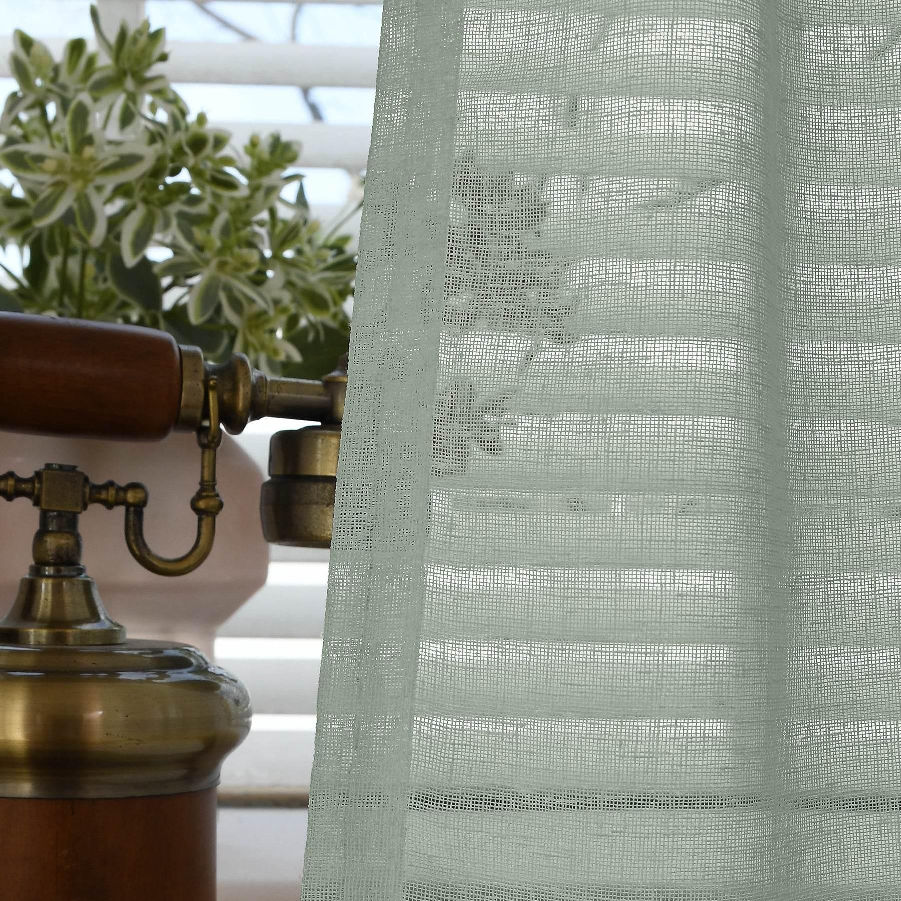 B01 Linen Textured Airy Sheer Curtain Pinch Pleat - Cololeaf -- #30 Light Grey