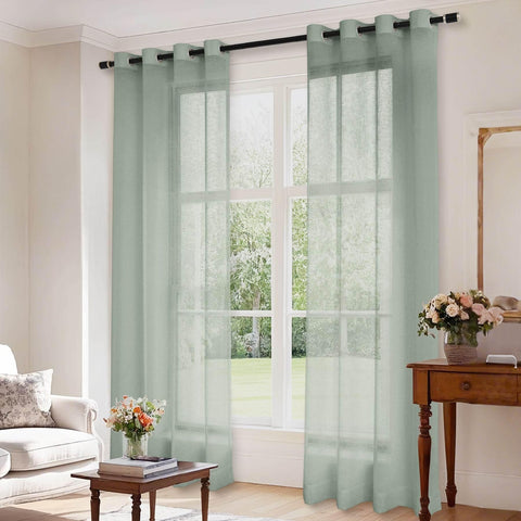 B01 Linen Textured Airy Sheer Curtain Grommet - Cololeaf -- #30 Light Grey