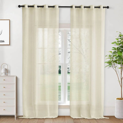 B01 Linen Textured Airy Sheer Curtain Grommet - Cololeaf -- #30 Light Grey