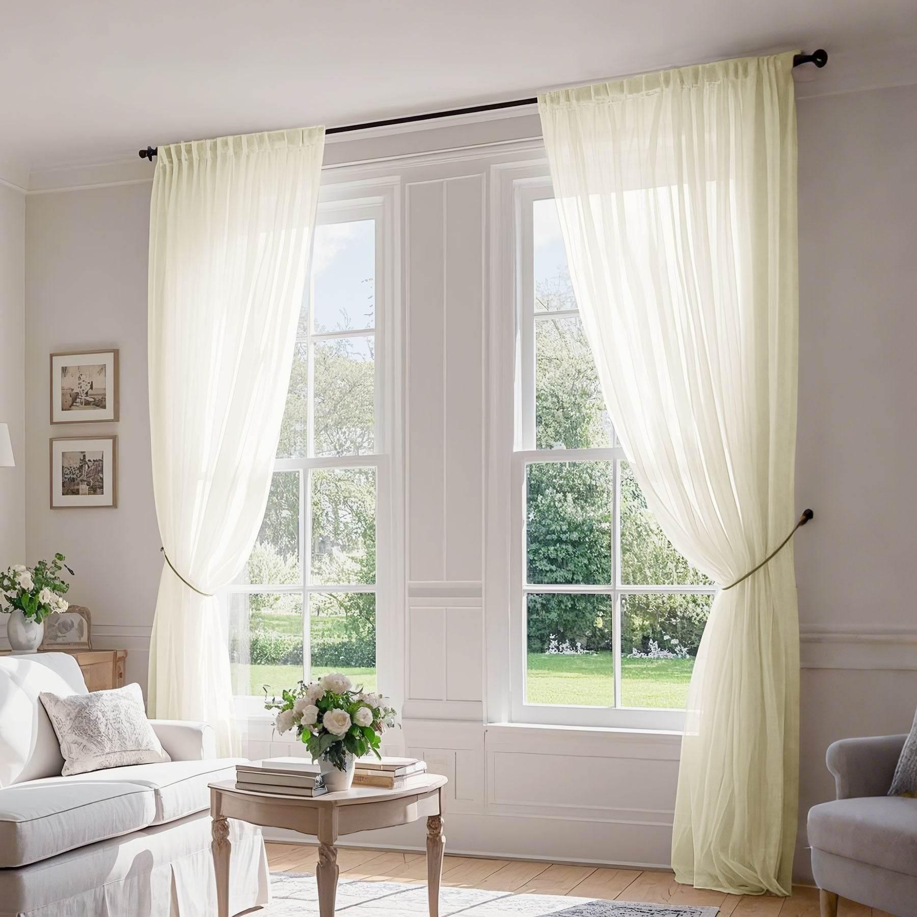 B01 Linen Textured Airy Sheer Curtain Pinch Pleat - Cololeaf -- #30 Light Grey