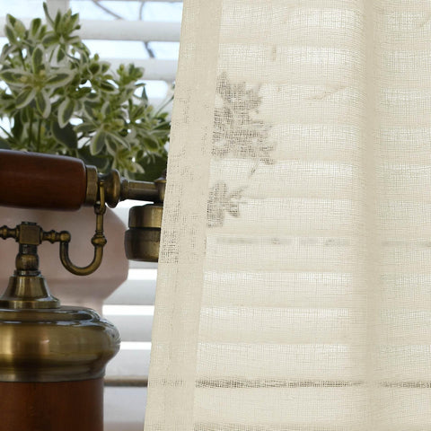 B01 Linen Textured Airy Sheer Curtain Pinch Pleat - Cololeaf -- #30 Light Grey
