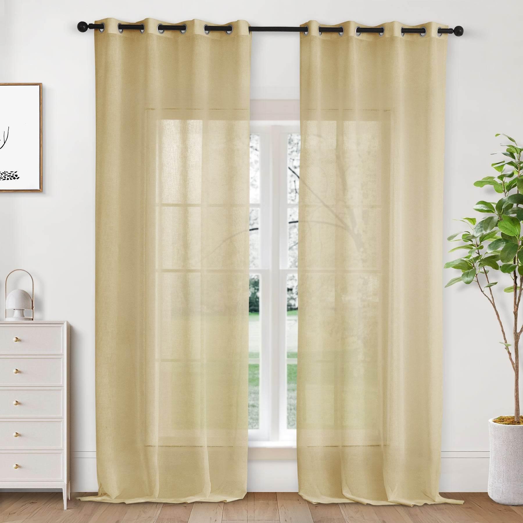 B01 Linen Textured Airy Sheer Curtain Grommet - Cololeaf -- #30 Light Grey