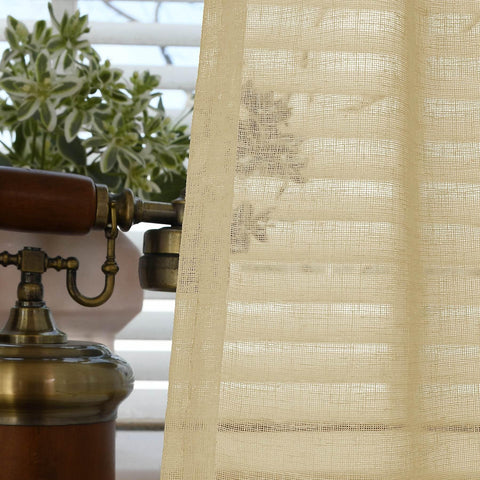 B01 Linen Textured Airy Sheer Curtain Pinch Pleat - Cololeaf -- #30 Light Grey