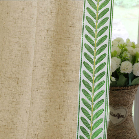 1908 Linen Blend Unlined Breathable & Natural Curtain Pinch Pleat with Trim Border - Cololeaf -- #0 Snow White