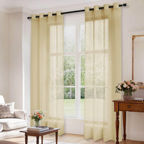B01 Linen Textured Airy Sheer Curtain Grommet - Cololeaf -- #30 Light Grey