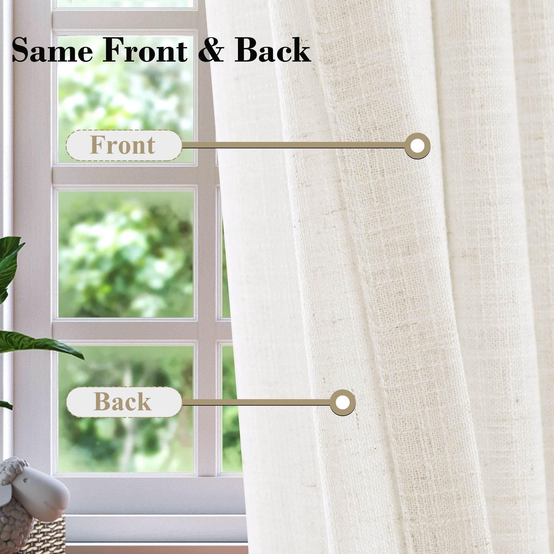 1908 Linen Blend Breathable & Natural Curtain Tab Top - Cololeaf -- #1 Beige White