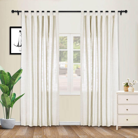 1908 Linen Blend Breathable & Natural Curtain Tab Top - Cololeaf -- #1 Beige White