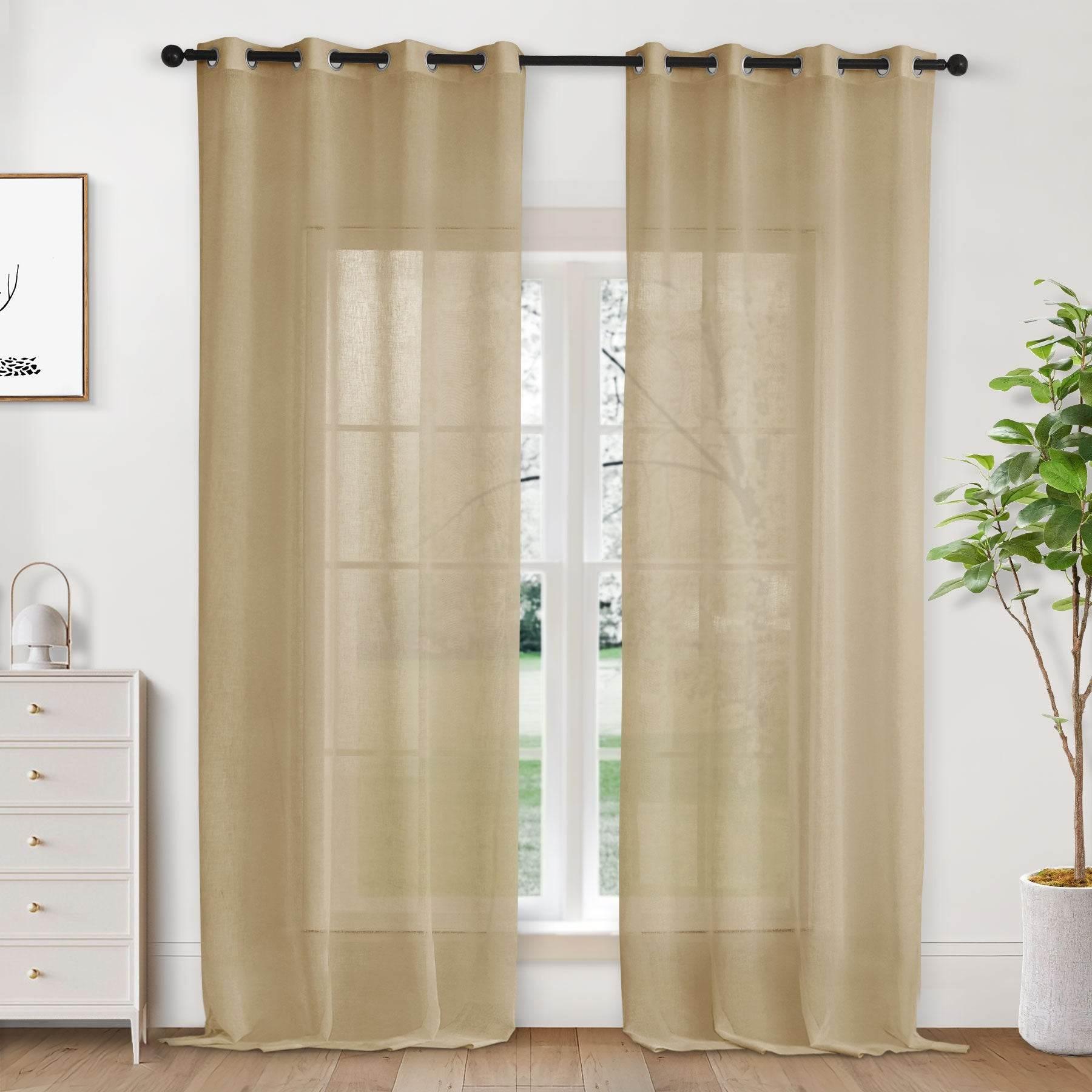 B01 Linen Textured Airy Sheer Curtain Grommet - Cololeaf -- #30 Light Grey