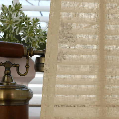 B01 Linen Textured Airy Sheer Curtain Pinch Pleat - Cololeaf -- #30 Light Grey