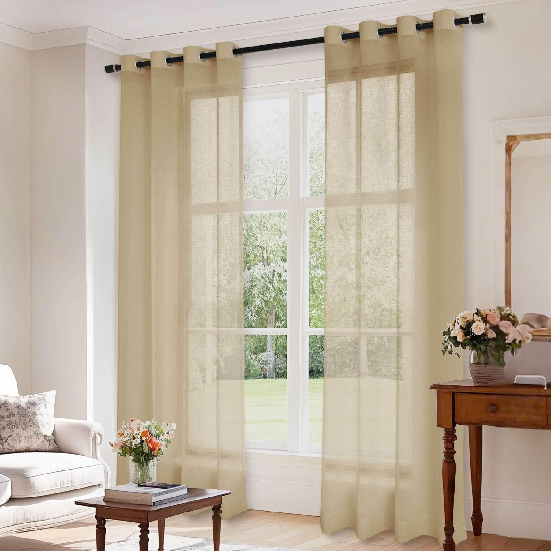 B01 Linen Textured Airy Sheer Curtain Grommet - Cololeaf -- #30 Light Grey