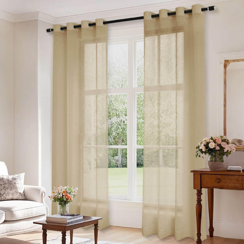 B01 Linen Textured Airy Sheer Curtain Grommet - Cololeaf -- #30 Light Grey